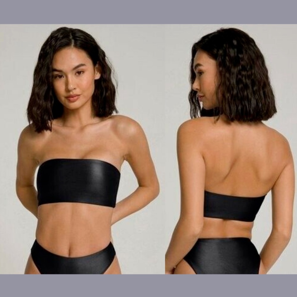 NEW Good American [ 3 in GA ] High Shine Better Band Bikini Top‎ in Black
